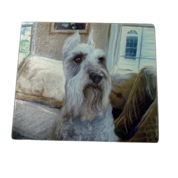 CUTTING BOARD WITH SCHNAUZER PIC BY ROBERT MCCLINTOCK GLASS HOT PLATE TRIVET - Picture 6 of 6